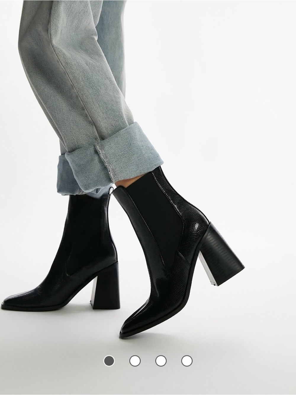 Topshop Ocean square toe heeled chelsea boot in black SZ 8
